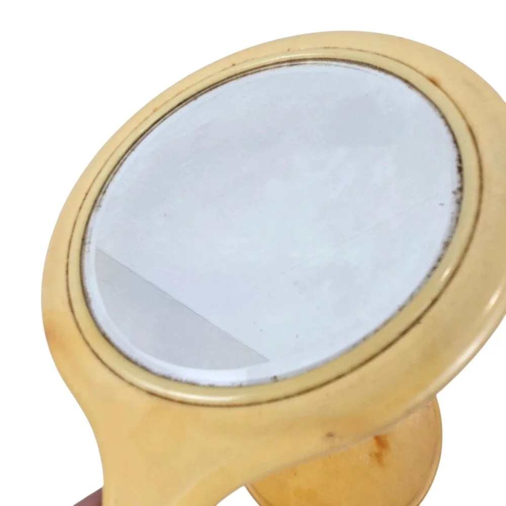 Antique 1911 Barber's Shaving Celluloid Hand Mirrors w Matching Straight Razor